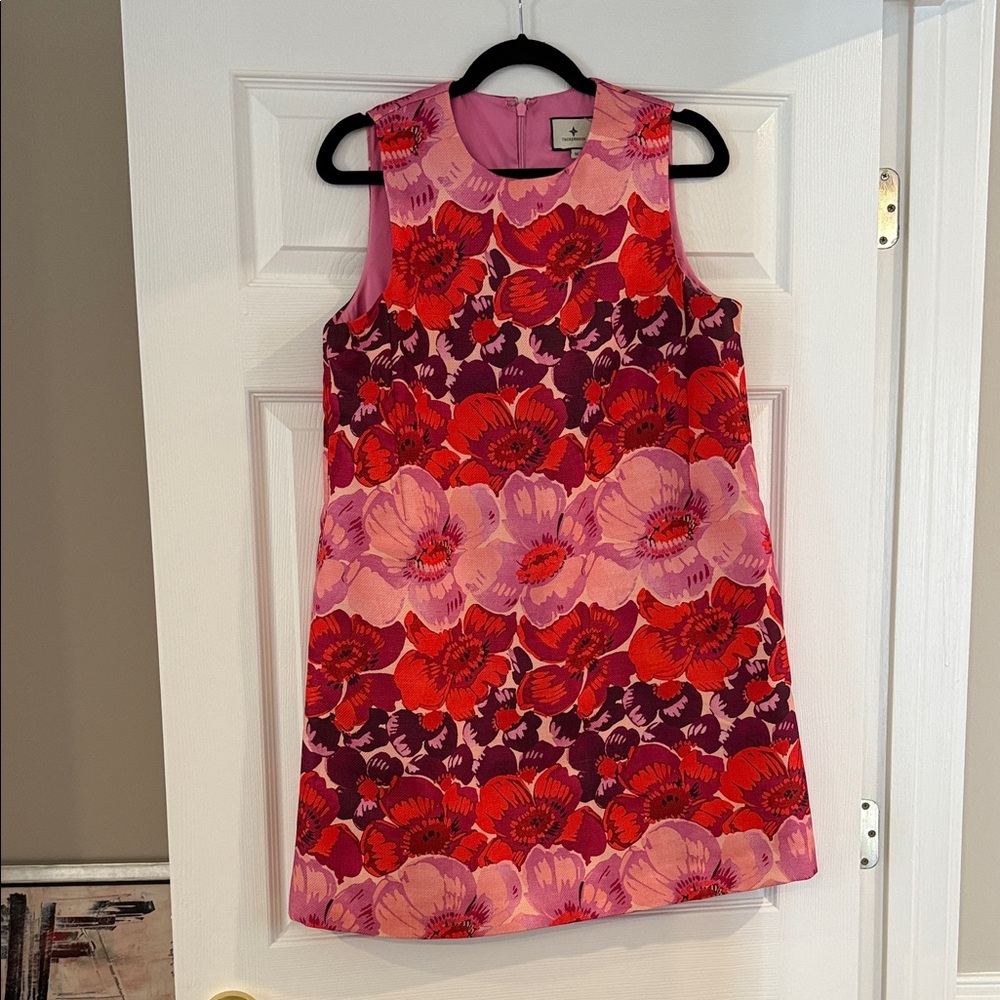 Tuckernuck Poppy Stripe Marlowe shift dress pink and red floral
